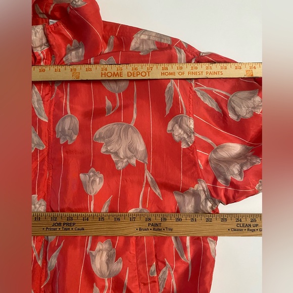 Vintage FUDA International 100% Silk Bomber Jacket Size Medium Tulip Floral - Picture 3 of 14